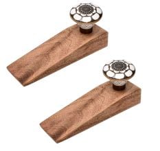 2 Pieces Ceramic Floral Golden Wooden Door Stopper
